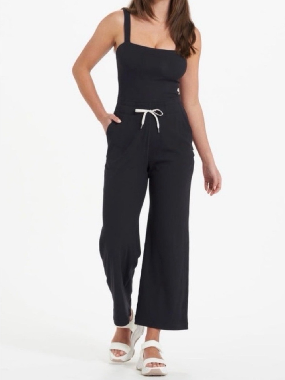 Vuori Black Wide Leg Jumpsuit with Drawstring